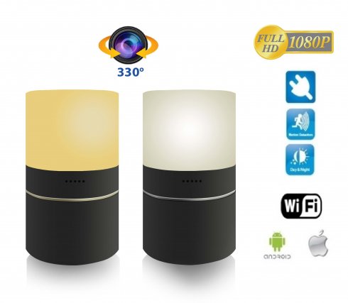 LED table lamp with WiFi FULL HD camera and 330° rotating lens