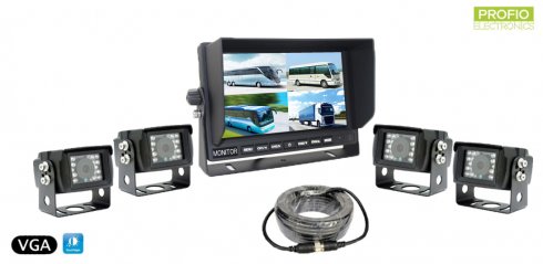 VGA park sistemi 7 "LCD monitör + 150 ° açılı 4x su geçirmez ters kamera