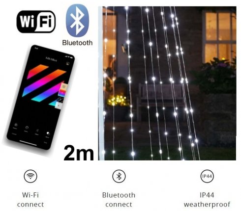 ต้นไม้ LED สำหรับแอพคริสต์มาสควบคุม 2M - Twinkly Light Tree - 300 ชิ้น RGB + W + BT + Wi-Fi