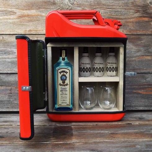 Porte-bidon - Bidon d'essence en métal ROUGE Minibar à gin de 20 L dans un  bidon Jerrican