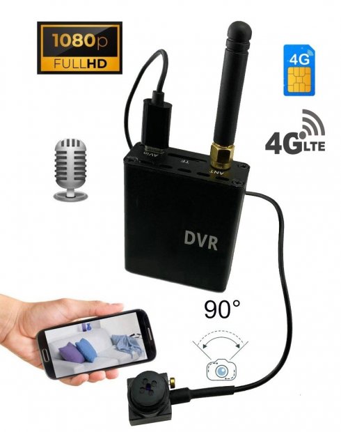 Gombíková kamera FULL HD s 90° uhol + audio - DVR modul LIVE prenos s podporou 4G SIM