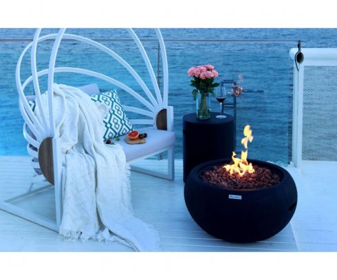 Concrete firepit – gas propane outdoor luxury fireplace (black colour)