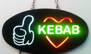 LED panel board "KEBAB" sign 43 cm x 23 cm