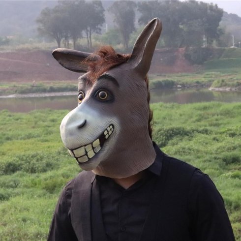 Donkey mask - silicone face / head mask donkey para sa mga bata at matatanda