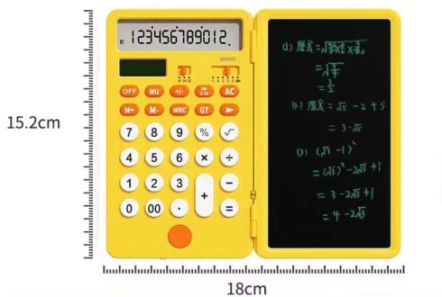 メモ帳付きソーラー電卓 6.5 インチ LCD 科学計算機能 + 書き込みペン