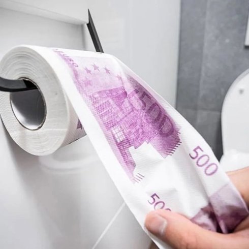 Toiletpapier Euro geld 500 Euro biljet printrol - toiletpapier met 500€ bankbiljetten