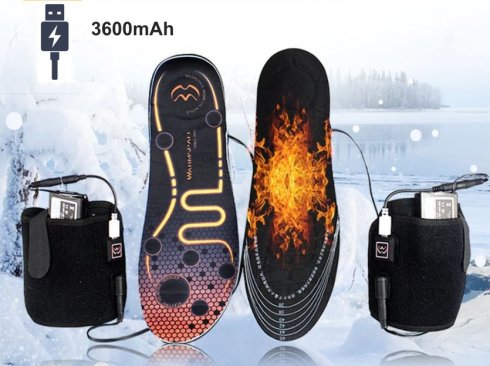 Heated insoles thermal - shoe size EUR 36-46 (3 heating levels) with 3600mAh battery