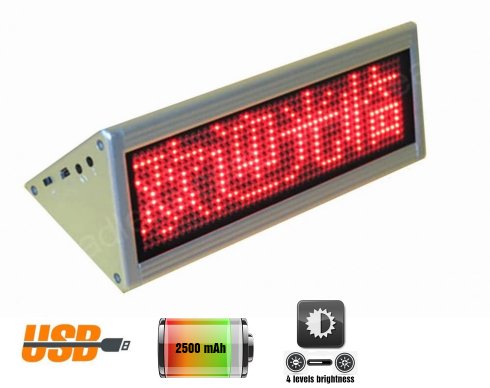 Double sided table LED display 22 cm x 7,6 cm - red
