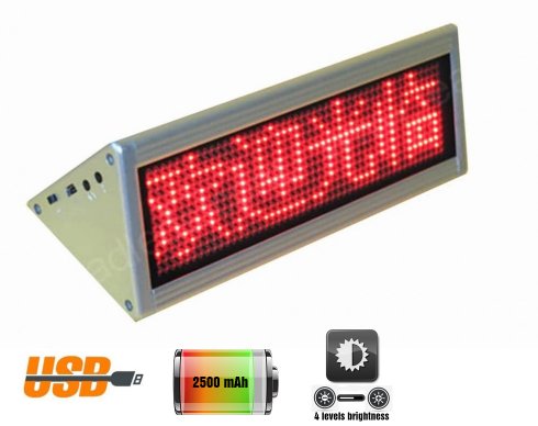 Prikazovalnik LED z dvostransko mizo 22 cm x 7,6 cm - rdeča