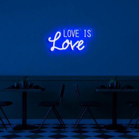 3D svetlobni LED logotip na steni - Love is Love 50 cm
