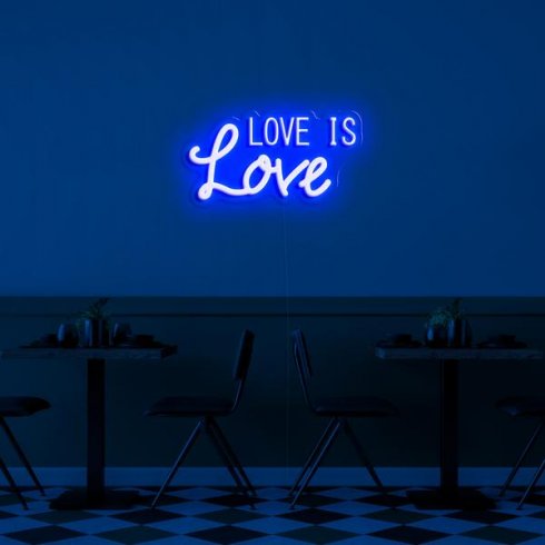 Logo LED lampu 3D di dinding - Love is Love 50 cm