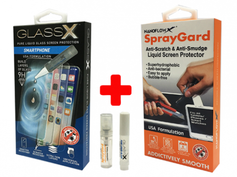 Nematoma apsauga išmaniajam telefonui - rinkinys „2 in 1 Nano GlassX + SprayGard“