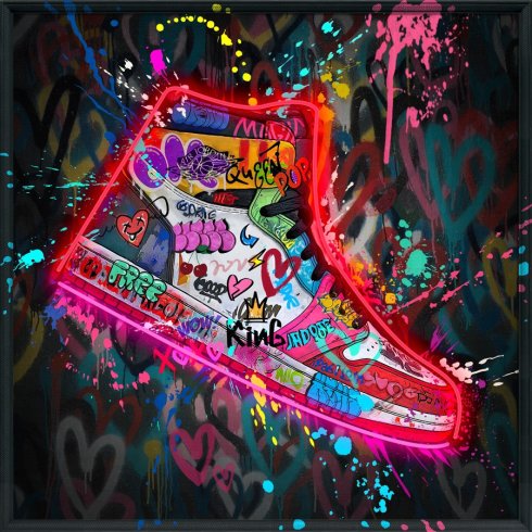 Neon Sneaker – Pop Art LED Wall Painting Decor – 83 × 83 cm | Cool
