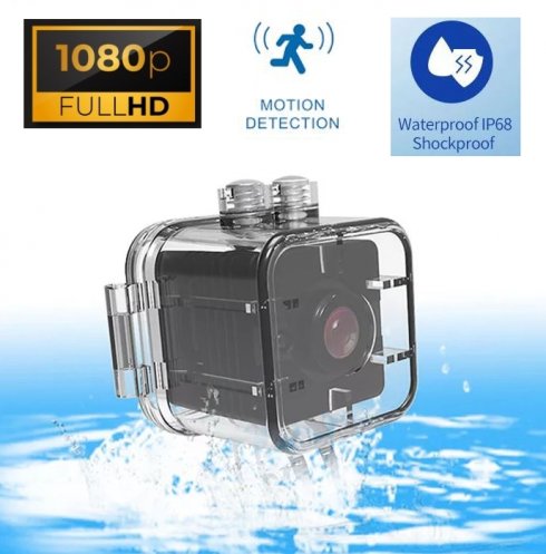 Mini action camera 2,5cm x 2,5cm micro size - FULL HD 155° waterproof up to 30 meters