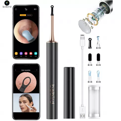 Ear + skin face cleaning (cleaner) with FULL HD camera + WiFi app via smartphone (iOS/Android)