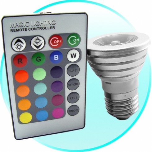 Multi-color LED bulb with remote control