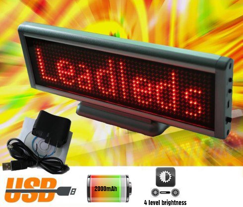 Interactive LED display na may pag-slide ng teksto 22x7,6 cm - pula