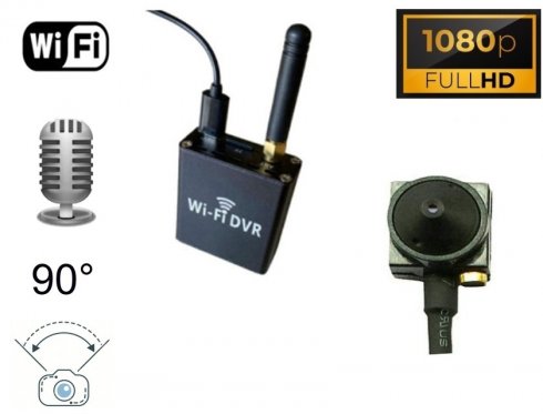 Micro pinhole kamera FULL HD 90° vinkel + lyd - Wifi DVR modul til live overvågning