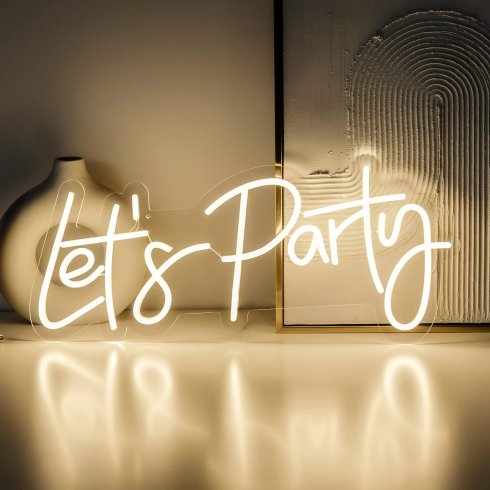 LETS PARTY - LED svetelný nápis reklama - neon logo na stenu visiace