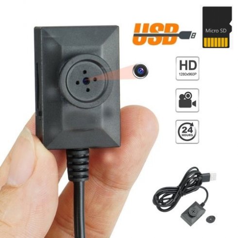 Button camera mini 3x2x1cm na may resolusyon ng HD at USB power supply