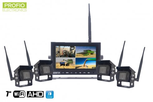 WiFi backup camera set with wireless AHD monitor - 1x 7" AHD monitor + 4x HD camera