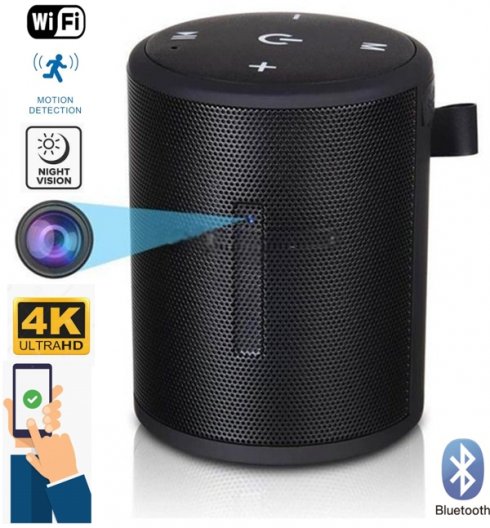 Hangszóró kamera kém Wifi + 4K felbontás + mozgásérzékelés + Bluetooth hangszóró