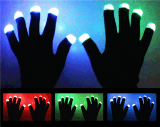 LED светящиеся  перчатки – черные