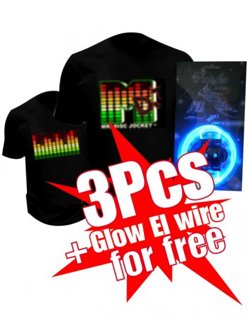 Compre 3 camisetas Led e ganhe 1 Glow El Wire grátis