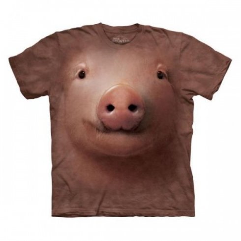 Тениска с лице за животни - Прасе