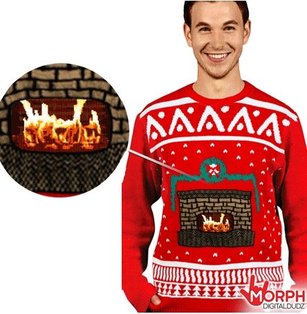 Morph maglione interattivo - Fuoco in camino