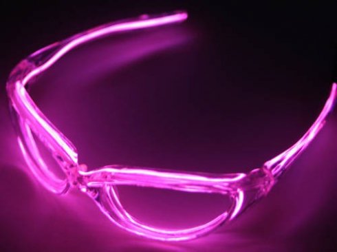 Cermin Mata Hitam Berkelip - Pink