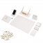 Bőr irodai kiegészítők fehér színben - íróasztal szett - 12 db (kézzel készített)