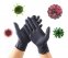 Virüslere ve bakterilere karşı el koruması için siyah nitril eldivenler