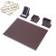 Tapis de table - Ensemble de bureau élégant 4 pièces - Cuir marron (fabriqué à la main)