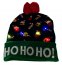 Christmas winter hats with pom pom - Light up beanie with LED - HO HO HO
