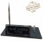 Glass pen stand black colour – with watch + business card holder + silver pen