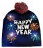 ポンポン付きウィンターハット - LEDクリスマスニット帽 - 新年あけましておめでとうございます