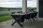 2 az 1-ben Neolith kőbe épített étkezőasztal kandallóval - Luxus kültéri asztal