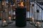 Portable luxury gas fireplace - Lava cylinder on the terrace of cast concrete