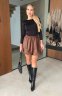 Dámská áčková sukně - sukně z ekokůže - hnědá barva - NUVIENNE - fashion Julzz
