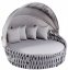 Tumbona exterior redonda - Cama redonda de jardín con parasol EXCLUSIVA - Aluminio + ratán