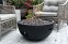Portable fire pit - outdoor garden gas fireplace -  round black cast concrete