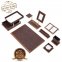 Набір офісних столів - Розкішний настільний набір 11 шт (коричневе дерево + шкіра)