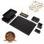 Desk pad luxury office set wooden 8 pcs - (Walnut + leather) handmade