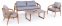 Hageseter - Moderne sittesett i aluminium/rotting for 4 personer + bord