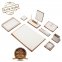 Leather desk mat – Luxury SET 11 pcs for desk pad (Brown wood + Leather)