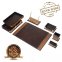 Tapete de mesa Conjunto de luxo 8 unidades para mesa de escritório - (nogueira + couro marrom)