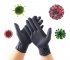 Guantes de nitrilo negro para protección de manos contra virus y bacterias.