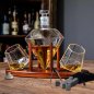 Whiskey set - luxury whiskey carafe + 2 glasses on a wooden stand