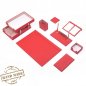 Office desk pad set 10pcs for women work desk (Red Leather) - Handmade